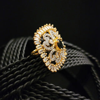 Daniella Black Gold Adjustable Diamond Simulant Ring - ECLAT INDIAN JEWELSRingsBlack