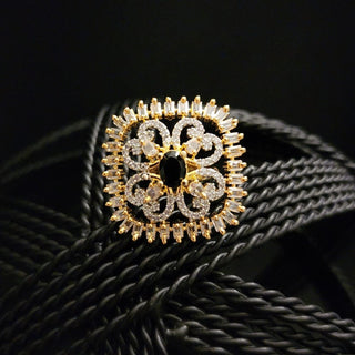 Daniella Black Gold Adjustable Diamond Simulant Ring - ECLAT INDIAN JEWELSRingsBlack