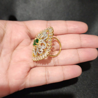 Daniella Green Gold Adjustable Diamond Simulant Ring - ECLAT INDIAN JEWELSRingsGold