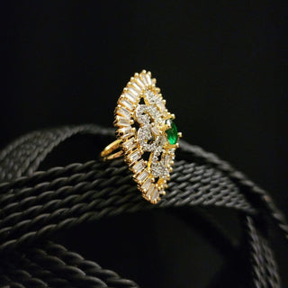 Daniella Green Gold Adjustable Diamond Simulant Ring - ECLAT INDIAN JEWELSRingsGold