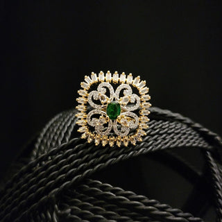 Daniella Green Gold Adjustable Diamond Simulant Ring - ECLAT INDIAN JEWELSRingsGold