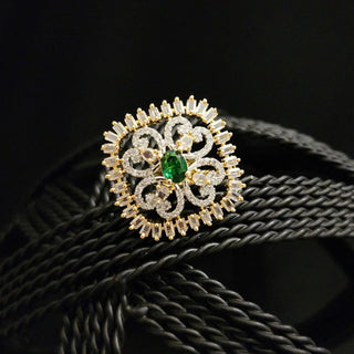 Daniella Green Gold Adjustable Diamond Simulant Ring - ECLAT INDIAN JEWELSRingsGold