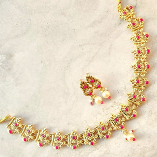 Daphne Multicolour Kemp Gold Necklace Set - ECLAT INDIAN JEWELSNecklace SetsGold