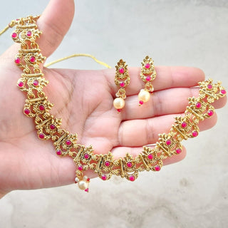Daphne Multicolour Kemp Gold Necklace Set - ECLAT INDIAN JEWELSNecklace SetsGold