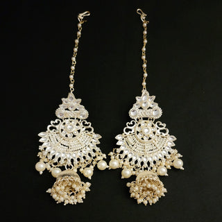 Darla White Jhumki Earrings (with detachable hair chain) - ECLAT INDIAN JEWELSEarringsWhite