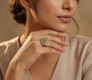 Deborah Gold Mirror Adjustable Ring - ECLAT INDIAN JEWELSMirror JewelleryGold
