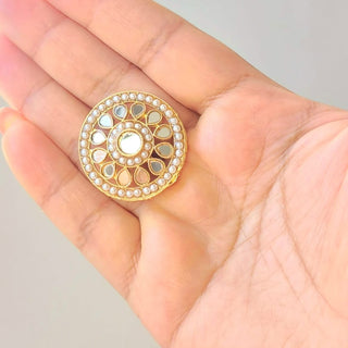 Deborah Gold Mirror Adjustable Ring - ECLAT INDIAN JEWELSMirror JewelleryGold