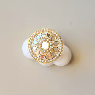 Deborah Gold Mirror Adjustable Ring - ECLAT INDIAN JEWELSMirror JewelleryGold