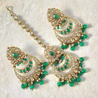 Deborah Green Polki Tikka Set - ECLAT INDIAN JEWELSTikka SetsGreen