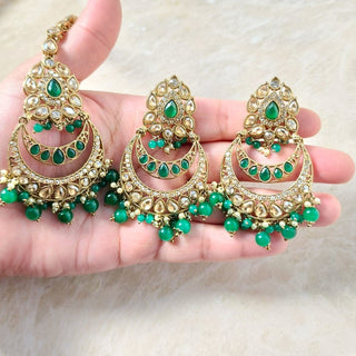 Deborah Green Polki Tikka Set - ECLAT INDIAN JEWELSTikka SetsGreen