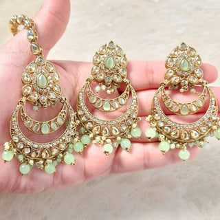 Deborah Light Green Polki Tikka Set - ECLAT INDIAN JEWELSTikka SetsGreen