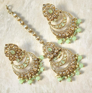 Deborah Light Green Polki Tikka Set - ECLAT INDIAN JEWELSTikka SetsGreen