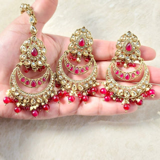 Deborah Pink Polki Tikka Set - ECLAT INDIAN JEWELSTikka SetsPink