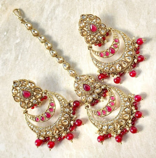 Deborah Pink Polki Tikka Set - ECLAT INDIAN JEWELSTikka SetsPink