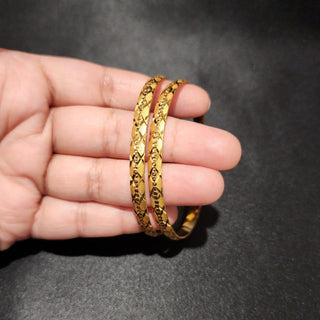 Delaney 20k Gold Finish Bangle Set (Pair) (2.4, 2.6, 2.8 & 2.10 Available) - ECLAT INDIAN JEWELSBangle, Kadas & Bracelets2.6