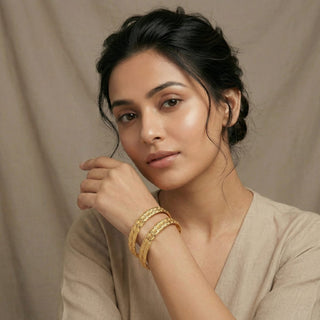 Delaney 20k Gold Finish Bangle Set (Pair) (2.4, 2.6, 2.8 & 2.10 Available) - ECLAT INDIAN JEWELSBangle, Kadas & Bracelets2.6