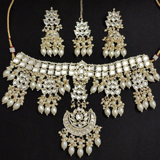 Delaney White Kundan Choker Set - ECLAT INDIAN JEWELSNecklace SetsWhite