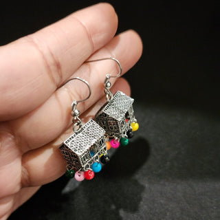 Delani German Silver Multicolour Earrings - ECLAT INDIAN JEWELSEarringsMulticolour