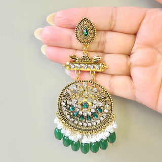 Delanie Green Gold Finish Earrings - ECLAT INDIAN JEWELSEarringsGreen