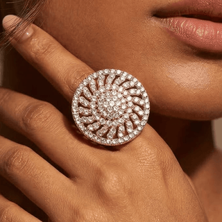 Delphine Rose Gold and Silver Finish Adjustable Ring - ECLAT INDIAN JEWELSRing JewelleryWhite