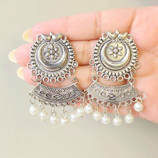 Delphine White German Silver Earrings - ECLAT INDIAN JEWELSEarringsWhite