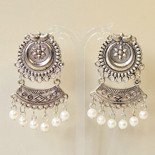 Delphine White German Silver Earrings - ECLAT INDIAN JEWELSEarringsWhite