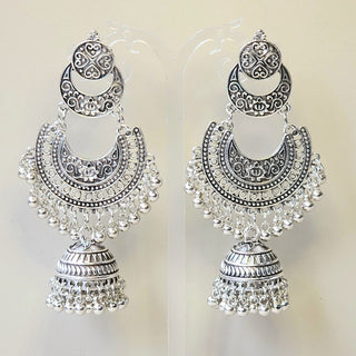 Deluca German Silver Jhumka Earrings - ECLAT INDIAN JEWELSEarringsSilver