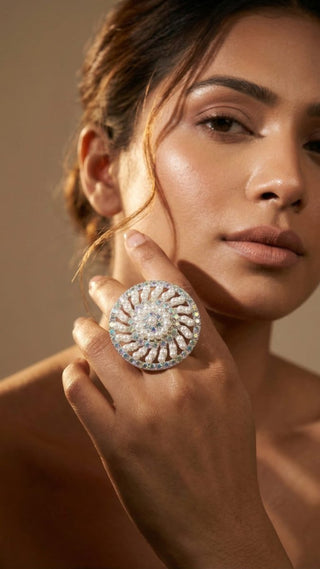 Demetra White Adjustable Ring - ECLAT INDIAN JEWELSRing JewelleryWhite