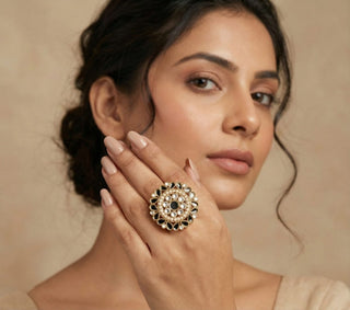 Demi Gold Mirror Adjustable Ring - ECLAT INDIAN JEWELSMirror JewelleryGold