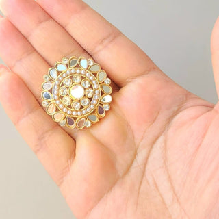 Demi Gold Mirror Adjustable Ring - ECLAT INDIAN JEWELSMirror JewelleryGold