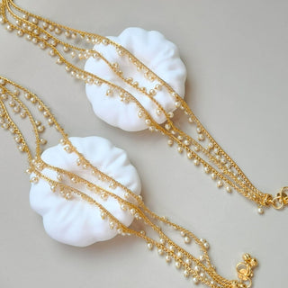 Denise 20k Gold Plated 3 Layered Anklets / Payal - ECLAT INDIAN JEWELSAnklets (Payal)White