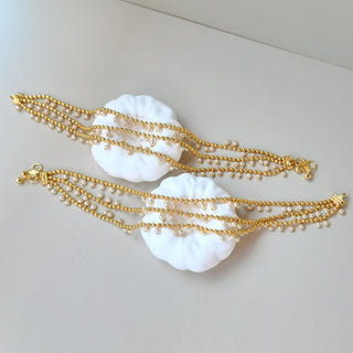 Denise 20k Gold Plated 3 Layered Anklets / Payal - ECLAT INDIAN JEWELSAnklets (Payal)White