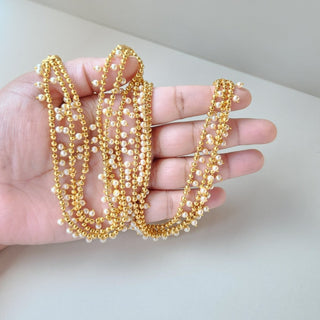 Denise 20k Gold Plated 3 Layered Anklets / Payal - ECLAT INDIAN JEWELSAnklets (Payal)White