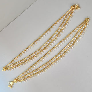 Denise 20k Gold Plated 3 Layered Anklets / Payal - ECLAT INDIAN JEWELSAnklets (Payal)White