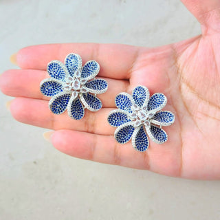 Diane Blue Swarovski Inspired CZ Diamond Simulant Earrings - ECLAT INDIAN JEWELSEarringsBlue