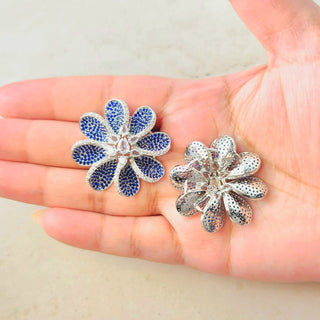 Diane Blue Swarovski Inspired CZ Diamond Simulant Earrings - ECLAT INDIAN JEWELSEarringsBlue