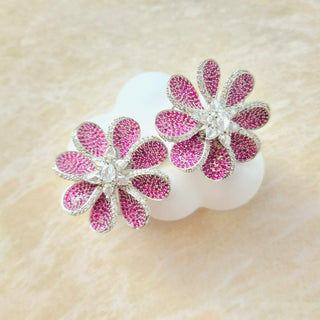 Diane Deep Pink Swarovski Inspired CZ Diamond Simulant Earrings - ECLAT INDIAN JEWELSEarringsPink