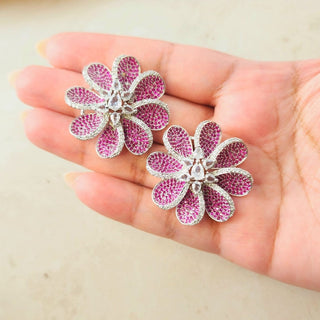 Diane Deep Pink Swarovski Inspired CZ Diamond Simulant Earrings - ECLAT INDIAN JEWELSEarringsPink