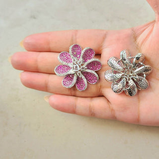 Diane Deep Pink Swarovski Inspired CZ Diamond Simulant Earrings - ECLAT INDIAN JEWELSEarringsPink