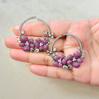 Diane Deep Pink Swarovski Inspired CZ Diamond Simulant Earrings - ECLAT INDIAN JEWELSEarringsPink