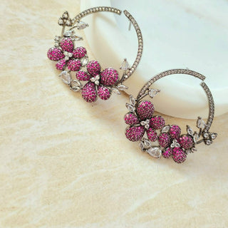 Diane Deep Pink Swarovski Inspired CZ Diamond Simulant Earrings - ECLAT INDIAN JEWELSEarringsPink