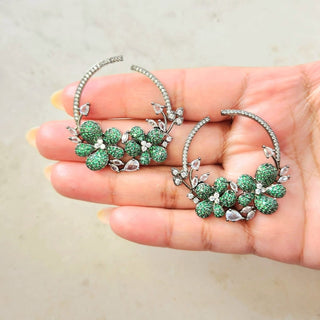 Diane Green Swarovski Inspired CZ Diamond Simulant Earrings - ECLAT INDIAN JEWELSEarringsGreen