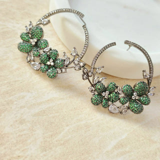 Diane Green Swarovski Inspired CZ Diamond Simulant Earrings - ECLAT INDIAN JEWELSEarringsGreen