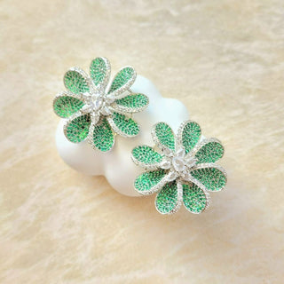 Diane Green Swarovski Inspired CZ Diamond Simulant Earrings - ECLAT INDIAN JEWELSEarringsGreen
