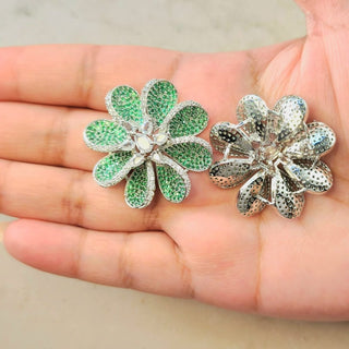 Diane Green Swarovski Inspired CZ Diamond Simulant Earrings - ECLAT INDIAN JEWELSEarringsGreen