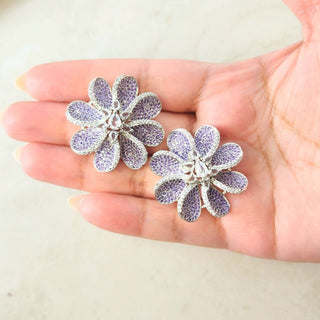 Diane Purple Swarovski Inspired CZ Diamond Simulant Earrings - ECLAT INDIAN JEWELSEarringsPurple