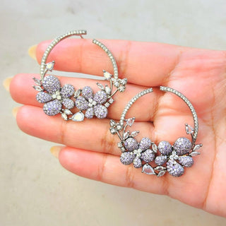 Diane Purple Swarovski Inspired CZ Diamond Simulant Earrings - ECLAT INDIAN JEWELSEarringsPurple