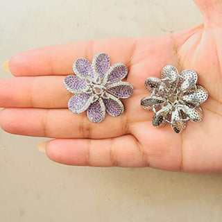 Diane Purple Swarovski Inspired CZ Diamond Simulant Earrings - ECLAT INDIAN JEWELSEarringsPurple