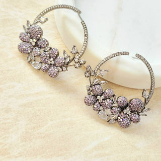 Diane Purple Swarovski Inspired CZ Diamond Simulant Earrings - ECLAT INDIAN JEWELSEarringsPurple