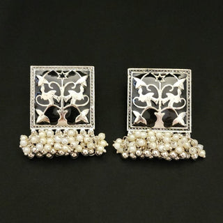 Diaz Black German Silver Stud Earrings - ECLAT INDIAN JEWELSEarringsBlack